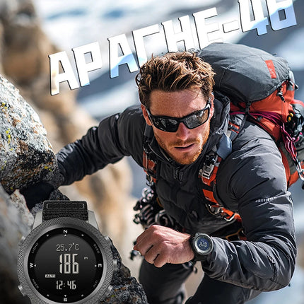 NORTH EDGE APACHE-46 Orologio digitale da uomo Sport all'aria aperta Corsa Nuoto Orologi sportivi all'aria aperta Altimetro Barometro Bussola WR50M platinumshop