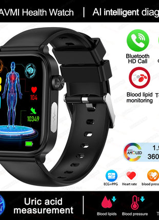 2025 Nuovo AI Diagnosi Lipidi nel sangue Acido urico Test di composizione corporea Smart Watch per uomo ECG + PPG Chiamata Bluetooth Salute Smartwatch platinumshop