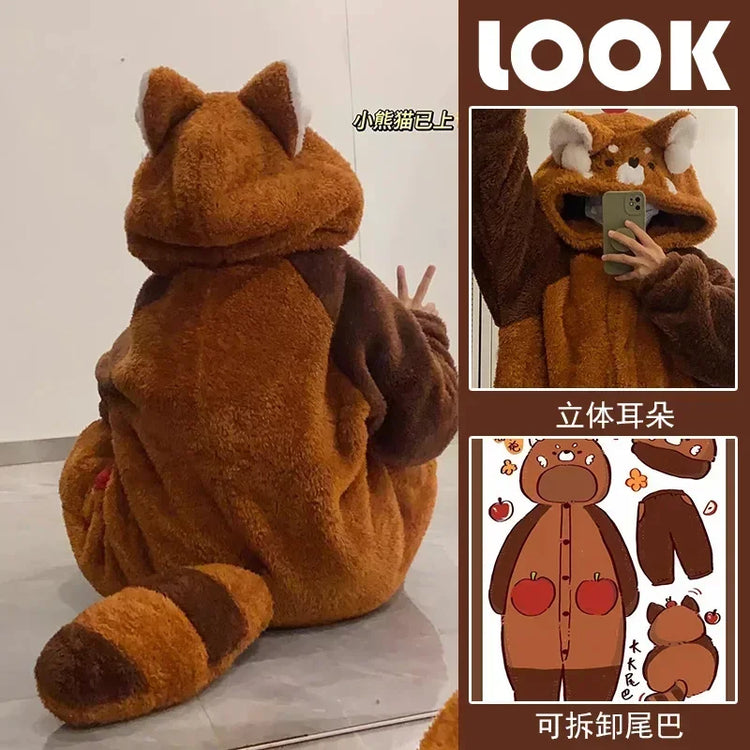 Adult raccoon costumes, cartoon pajamas, Halloween role-playing costumes, animal pajamas