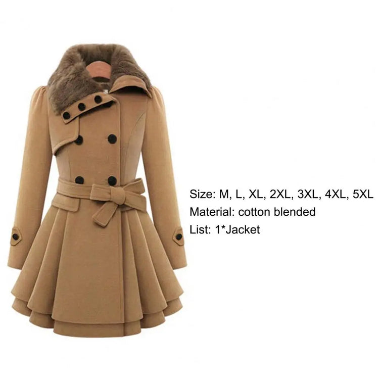 Winter Women's Jacket Windbreaker Warm Plush Thick Clothes Double Breasted Belt Autumn and Winter Korean Style Slim Lapel Coat