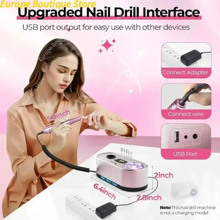 2026 Pro Specialist Electric Nail Refiner 40000RPM LCD Digital Nail Drill Machine Pack For Acrylic Gel Nails Salon Manicure Instrument