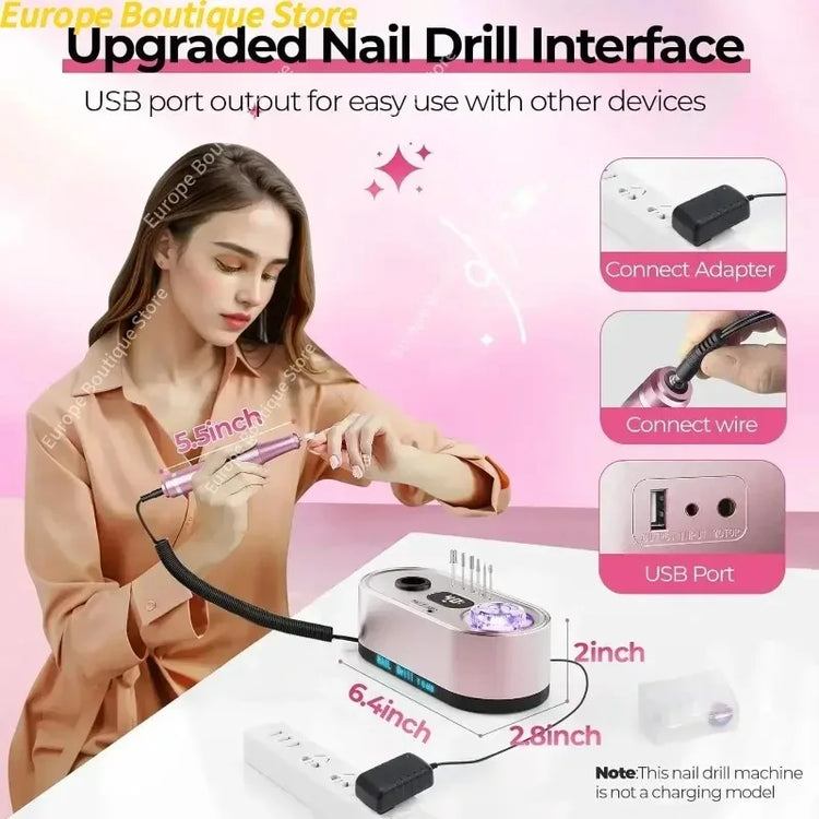 2026 Pro Specialist Electric Nail Refiner 40000RPM LCD Digital Nail Drill Machine Pack For Acrylic Gel Nails Salon Manicure Instrument