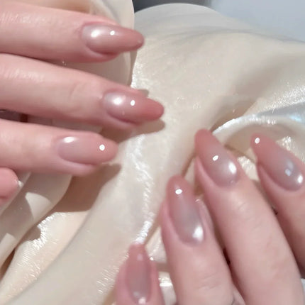10Pcs Handmade Press on Nails Full Cover Rhinestone Design French Almond False Nails Artificial Wearable Manicure Nail Tips Art