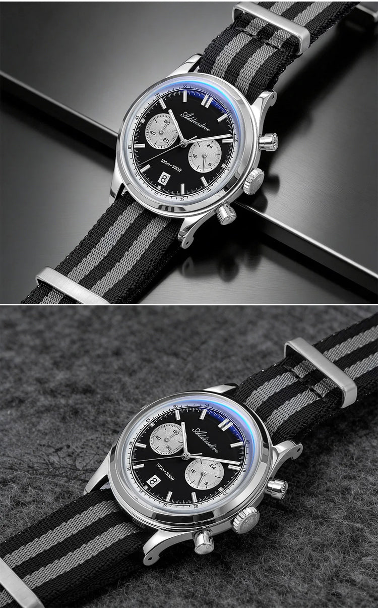 ADDIESDIVE AD2542 Luxury Quartz Chronograph Watch for Men Japanese 0S21 Movement 38mm Stainless Steel Case BGW9 Lume 100M Waterp