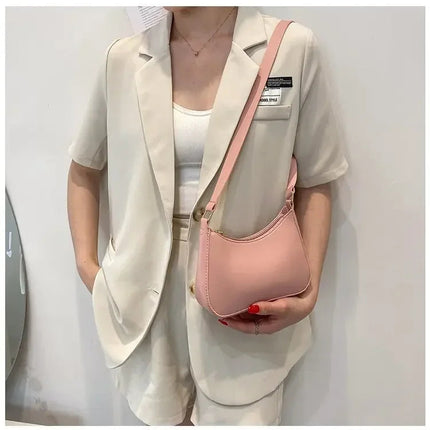 New Women's Fashion Handbags Retro Solid Color PU Leather Shoulder Underarm Bag Casual Women Hobos Handbags sac à main femme PlatiNum
