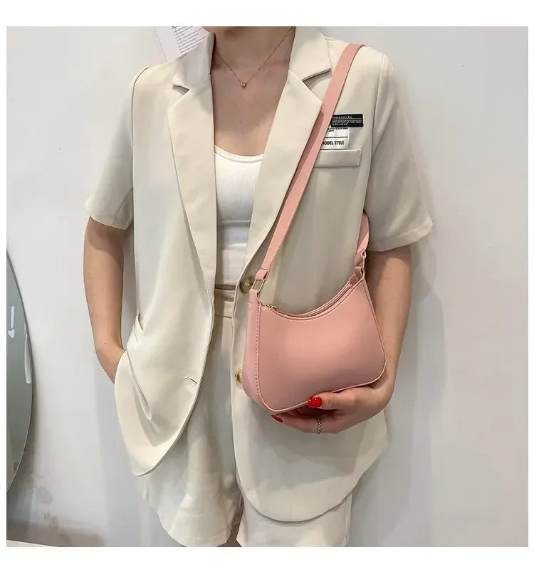 New Women's Fashion Handbags Retro Solid Color PU Leather Shoulder Underarm Bag Casual Women Hobos Handbags sac à main femme PlatiNum