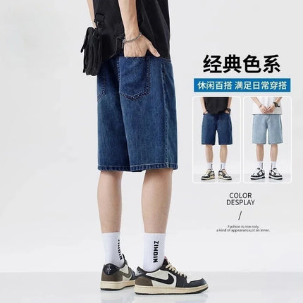 2025 Nuovi pantaloncini estivi Jeans da uomo Pantaloni in denim Stretch Blu scuro Fashion Design Jeans da uomo Slim Dritto Jeans corti maschili Hombre