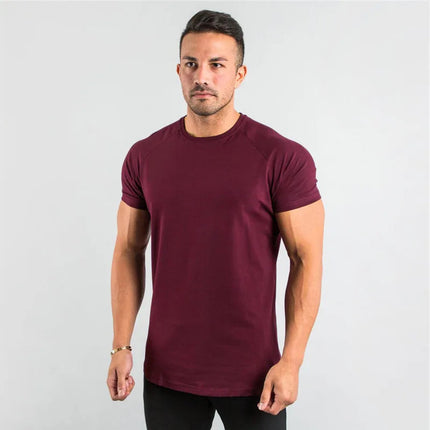 Men's Summer Skinny Casual T-Shirt Short Sleeve Tee Male Gym Fitness Sport Cotton Tops Man Running Workouts Sweatshirt Clothing PlatiNum