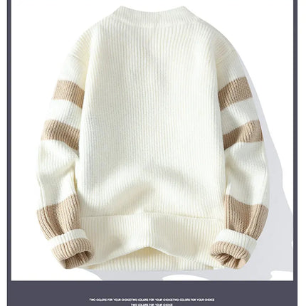 Winter Fashion Sweater Men Patchwork Casual Knit Pullovers Mens Thick Warm Harajuku Loose Knitted Sweaters O-Neck Streetwear Man