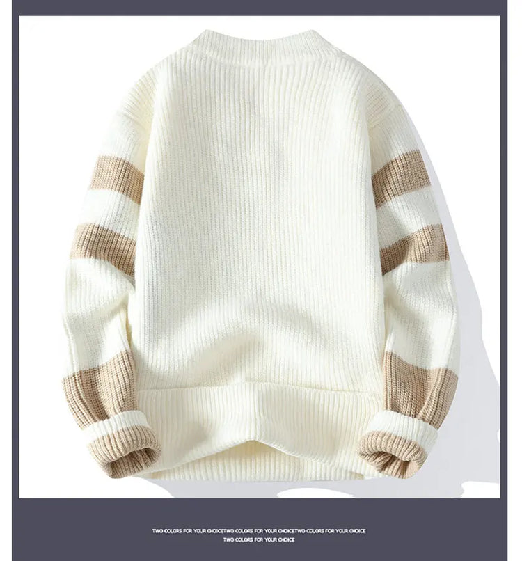 Winter Fashion Sweater Men Patchwork Casual Knit Pullovers Mens Thick Warm Harajuku Loose Knitted Sweaters O-Neck Streetwear Man