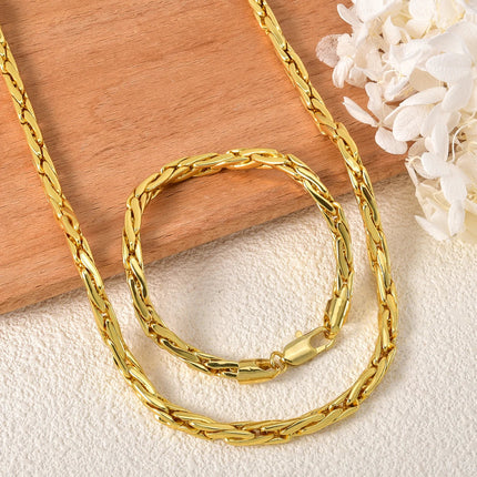 Set di bracciali con collana a catena intrecciata in rame minimalista per donna e uomo, gioielli semplici a strati, pronti, ipoallergenici platinumshop