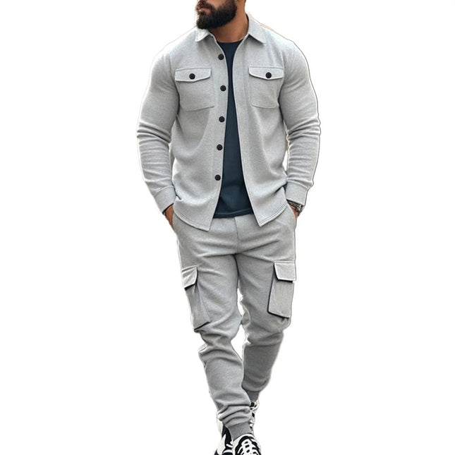 Outdoor Tactical Hunting Jacket for Men, American Heavy Heavy Men's Overalls, lined with Sports Pants, Shirt, 2 Sets PlatiNum