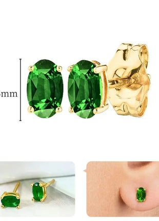 925 Sterling Silver Needle Green Zircon Gold Earrings Heart Hoop Earrings for Women Delicate Stud Earrings Luxury Jewelry Gifts PlatiNum
