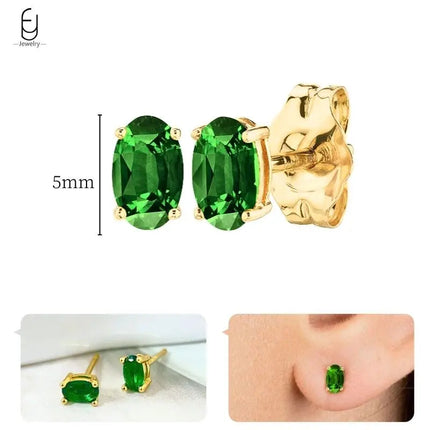 925 Sterling Silver Needle Green Zircon Gold Earrings Heart Hoop Earrings for Women Delicate Stud Earrings Luxury Jewelry Gifts PlatiNum