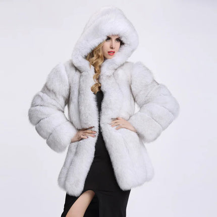 ZADORIN Hooded Fluffy Faux Fur Coat Winter Jacket Women Fashion Thick Warm Faux Fur Jackets Coats Woman Clothing Outerwears