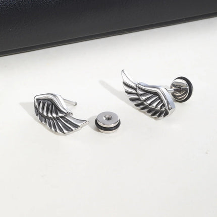 Orecchini a bottone con ala da diavolo gotico Vnox, gioielli per orecchie con piercing in piume d'angelo, Brincos vintage da uomo e ragazzo platinumshop