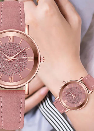 Orologio da donna alla moda con quadrante arabo, cinturino in pelle casual, orologi analogici al quarzo platinumshop