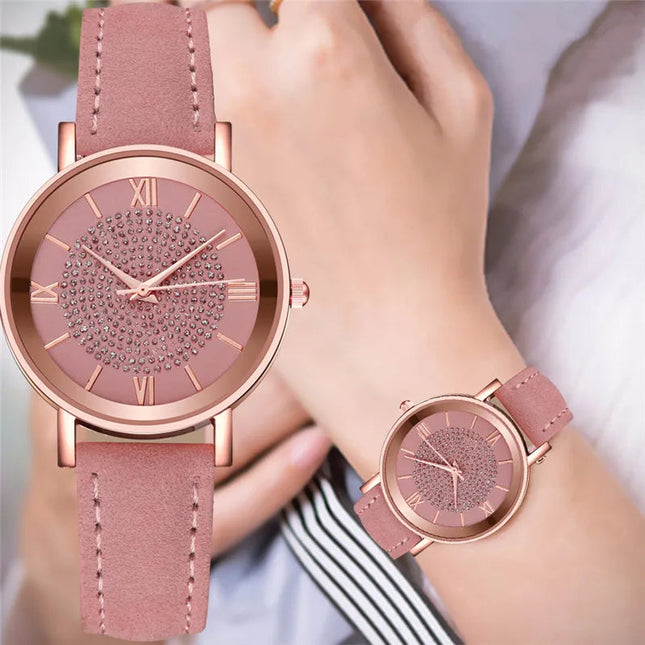 Orologio da donna alla moda con quadrante arabo, cinturino in pelle casual, orologi analogici al quarzo platinumshop