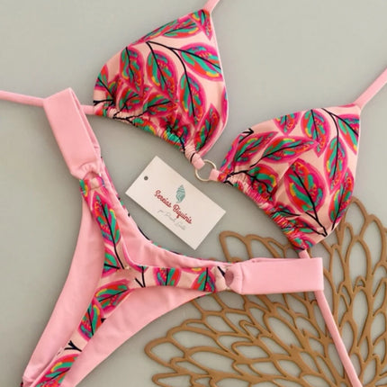 Micro Bikini 2026 Push Up Women's Swimwear Sexy Swimsuit Print Bikini Set Halter Thong Bathing Suit Summer Beachwear