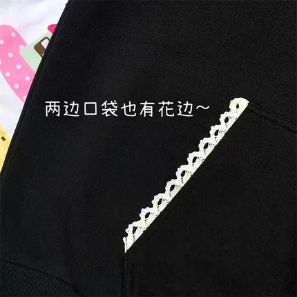 Zipper Hoodie Gothic Cartoon Kawaii Cat Ear Y2k Jacket Zip Up Thin Coat Spring Autumn Cute Core 2000s Clothes Fall Sweatshirts