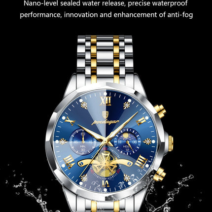 POEDAGAR Orologio da uomo di lusso Top originale impermeabile cronografo luminoso orologio da polso da uomo al quarzo in acciaio inossidabile orologi da uomo Reloj platinumshop