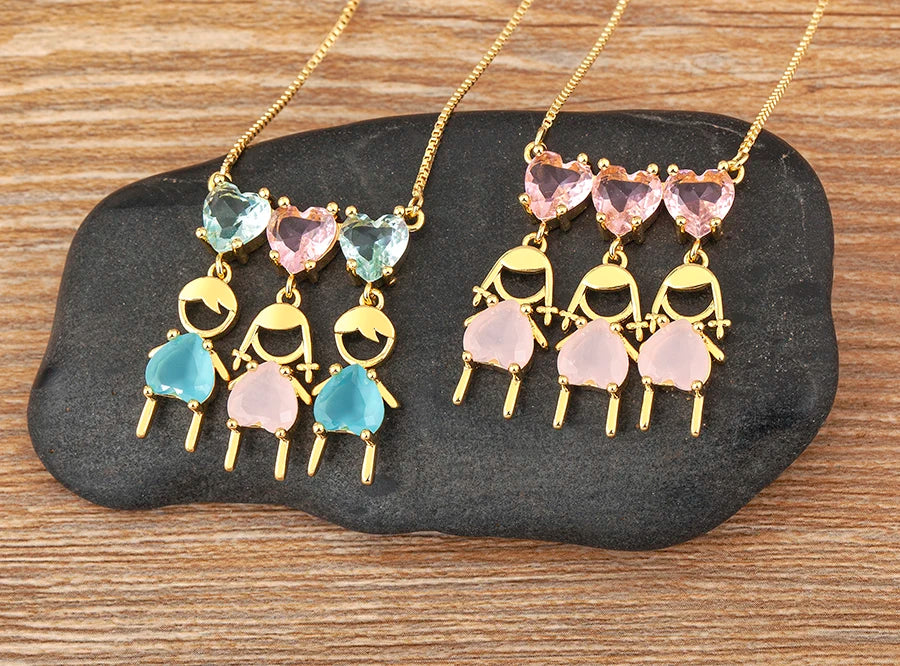 AIBEF Cuore Strass Ragazza e Ragazza Donna Ciondolo Collana Madre Cubic Zirconia Rame Dolce e Carino Gioielli Regalo di Fascino per Bambini