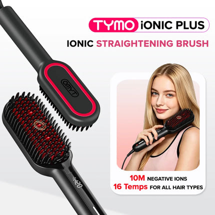 TYMO IONIC PLUS Straightening Brush, Professional Hair Straightener, LCD Display, Fast Heating, Anti-Burn, Fast Styling Hair Too
