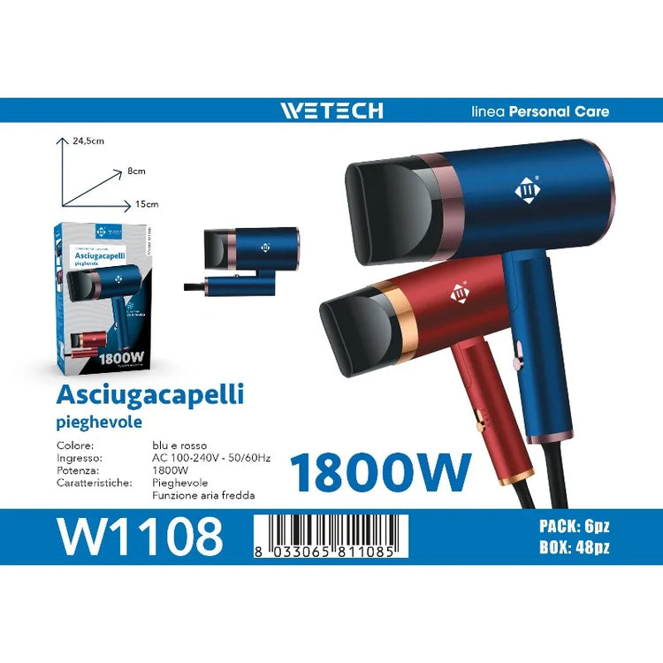 Professional Hair Dryer Collection, Foldable & Compact Household Hair Blow Dryer Series, Multi‑Power 1600‑2200W Ionic Hairdryer for Home Salon Daily Hair Styling