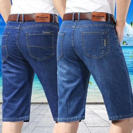 Pantaloncini di jeans da uomo estivi Nuovo stile Ricamo sottile Business Casual Jeans corti dritti Abbigliamento di marca maschile azzurro cielo