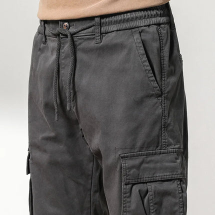 2024 New Winter Cargo Pants Men Multi-Pockets Drawstring Fleece Liner Thick Warm Overalls Joggers Casual Cotton Thermal Trousers