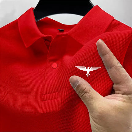2025 New Men's Short sleeved Polo Shirt High end Fast drying Breathable Casual Fashion Business Sports Men's Clothing Summer PlatiNum