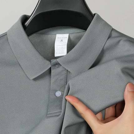 2025 Men's Solid Color Ultralight Breathable Quick-Dry Polo Shirt Suitable for Gym, Fitness, and Running
