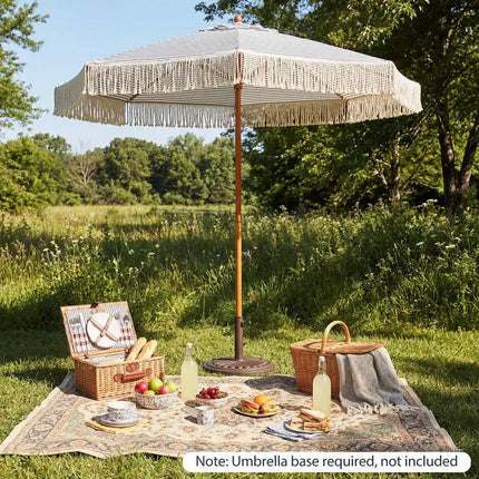 Ombrellone da Patio da 7 Piedi con Frange, Ombrellone da Spiaggia Protettivo dal Sole con Nappe Boho - Blu