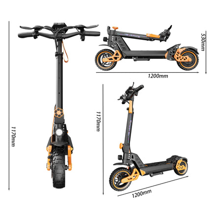 Monopattino Elettrico per Adulti, Motore 1000W, Batteria 48V 15.6Ah, Autonomia 55 km, Pneumatici 10'', Sospensioni, Freni a Disco, Pieghevole