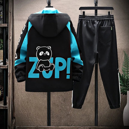 Spring Autumn Men Tracksuit Set Casual Sportswear Hooded Jackets Pants 2 Piece Sets Hip Hop Running Sports Suit