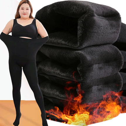 Women New Large Size Pantyhose with Extra Thick Fleece and One-piece Leggings Colored Tight Fitting Pantyhose PlatiNum