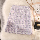 Women's Autumn Winter New Fragrant Woolen Tweed High Waisted Skirt PlatiNum