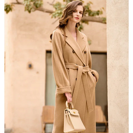 DUTRIEUX Women's Coat Double-sided 10% Cashmere 90% Wool Women's Long Coat Jacket, 2025 Winter New Long Cashmere Coat Women