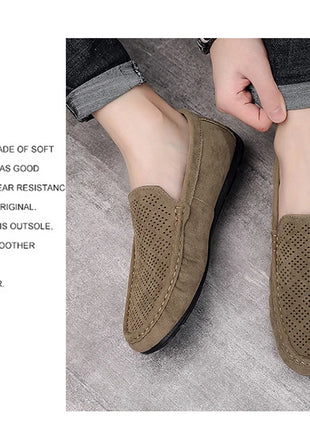 STRONGSHEN scarpe da uomo Casual Luxury Brand Slip on mocassini vuoti in pelle scamosciata mocassini da uomo estate traspirante scarpe da guida da uomo italiane