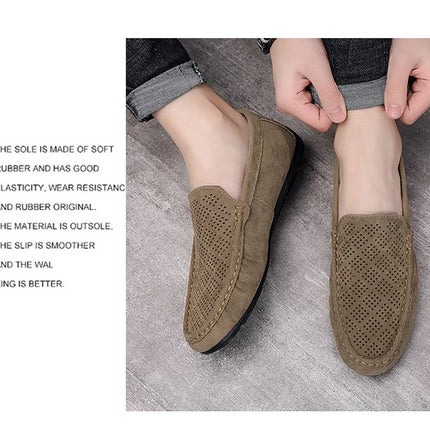 STRONGSHEN scarpe da uomo Casual Luxury Brand Slip on mocassini vuoti in pelle scamosciata mocassini da uomo estate traspirante scarpe da guida da uomo italiane