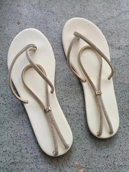 Women's Shoes 2023 Summer Ankle Strap Women's Sandals Beach Flip Flops Fashion Gold Flat Roman Women Sandals Sandalias De Mujer