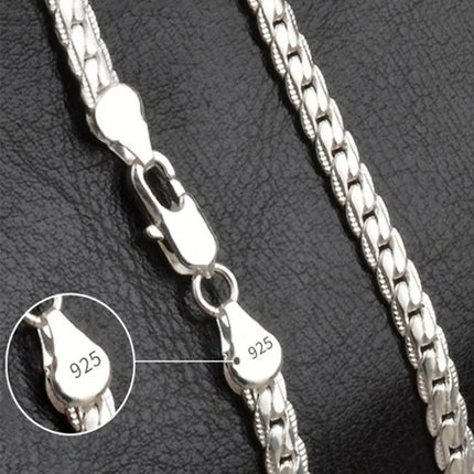 Collana in argento sterling 925 con catena laterale da 5 mm da 16/18/20/22/24 pollici per donna uomo gioielli di fidanzamento di nozze di moda PlatiNum