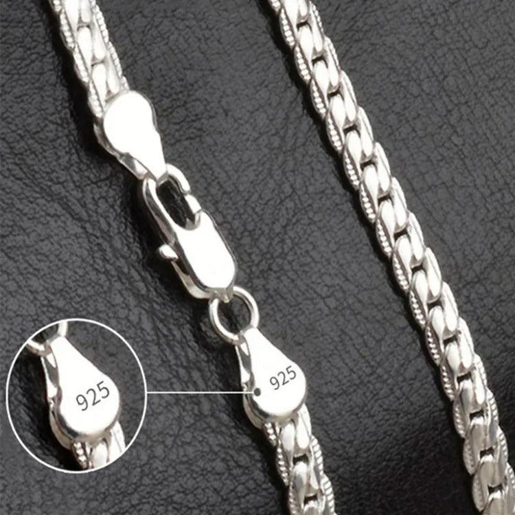 Collana in argento sterling 925 con catena laterale da 5 mm da 16/18/20/22/24 pollici per donna uomo gioielli di fidanzamento di nozze di moda PlatiNum