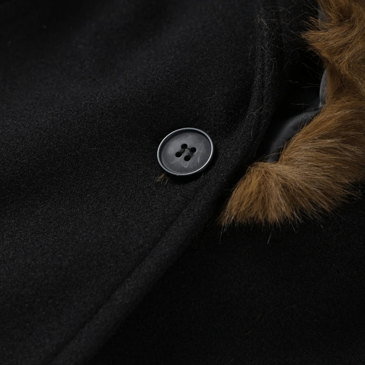 Shawl Faux Fur Women Coat Full Sleeve Woolen Lady Jacket 2025 Fashion Autumn Winter Lace Up Belted Waist Female Loose Outwears