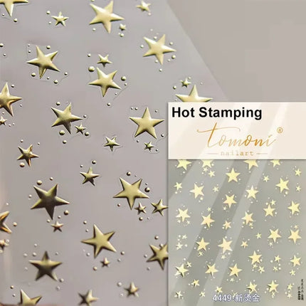 Punk Glitter Powder Blue Pink Star Charm Laser Silver Gold Starlight Rhinestones Moon DIY Nail Art Stickers Manicure Tool Decals