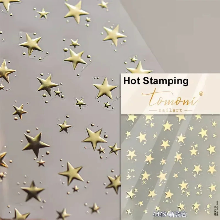 Punk Glitter Powder Blue Pink Star Charm Laser Silver Gold Starlight Rhinestones Moon DIY Nail Art Stickers Manicure Tool Decals
