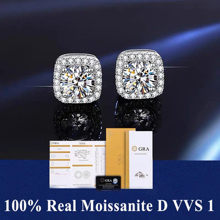 D VVS1 Pass Diamond Tester Moissanite Stud Earrings For Women 100% Real 925 Sterling Silver 2 GRA Certificates Moissanita PlatiNum
