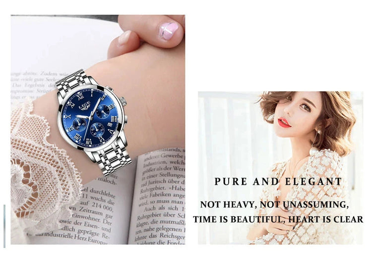 LIGE 2024 nuove donne di moda orologi da donna top brand di lusso creativo bracciale da donna in acciaio orologi orologio impermeabile al quarzo femminile platinumshop