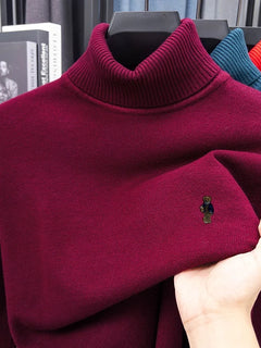 High-End Man Spring Long-Sleeved Knitwear Bear Print High Neck Hot Pullover Versatile Trend Leisure Warm Sweater Men's Clothing