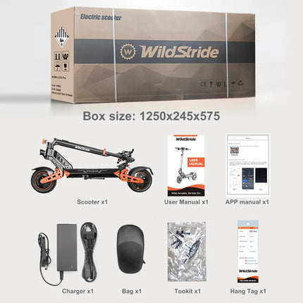 Monopattino Elettrico Wildstride ST2 Pro, Doppio Motore 1000W*2, Velocità 60km/h, Batteria 52V 20.8AH, Pneumatici Fuoristrada da 10'', Pieghevole per Adulti platinumshop